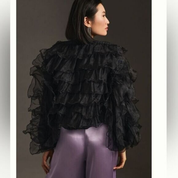 ANTHROPOLOGIEEva Franco Ruffled Organza Bomber Jacket - Picture 4 of 7